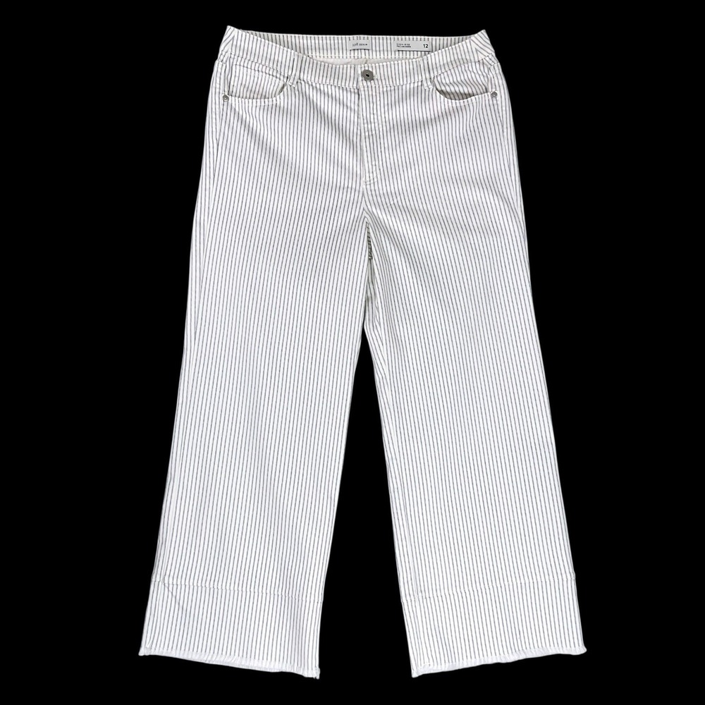 J Jill Jeans Pants Women 12 (32x26) White Stripe High Rise Crop Denim
